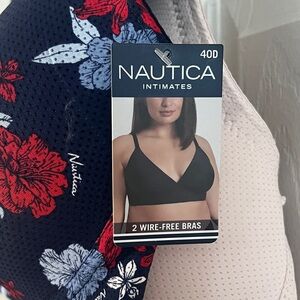 Set of 2 NAUTICA Bras ~ 40D ~ Blue Red Floral / Pink NWT